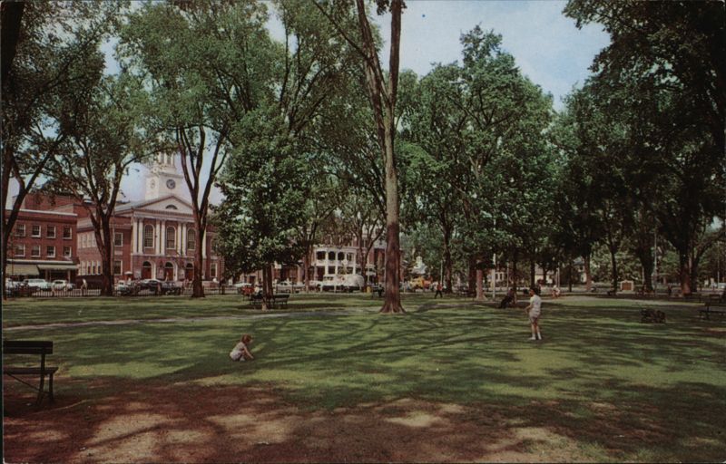 City Park with Opera House and Rogers' Hotel Lebanon New Hampshire