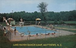 Lake Haven Ranch Camp Swimming Pool, Matthews, N.C. Postcard