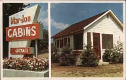 Mar-Jon Cabins Roadside Sign and Building Postcard