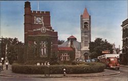 Public Library, 1st Congregational Church and Tavern, Nashua Postcard