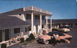 Port City Motel with Classic Cars Postcard