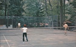 Boys Playing Tennis at a Modern Boys Camp Postcard