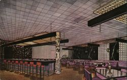 Tropicana Lanes Main Bar, Polynesian Motif Postcard