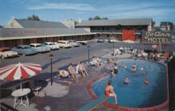 Jo Ann Motel, Poolside Scene with Classic Cars, Denver, CO Postcard