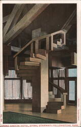 Spiral Stairway, Grand Canyon Hotel, Yellowstone Park Postcard