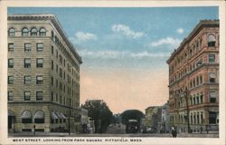 West Street, Looking from Park Square, Pittsfield, MA Postcard