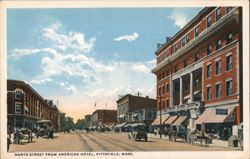 North Street from American Hotel, Pittsfield, MA Postcard