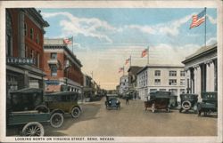 Looking North on Virginia Street, Reno, Nevada Postcard