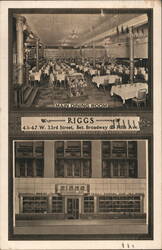 Riggs Restaurant, Main Dining Room and Exterior View Postcard