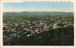 Bird's Eye View of Hot Springs National Park, Ark., From Steel Tower Postcard