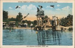 Diving Tower at Arbordale-Fountain Lake Swimming Pool Postcard