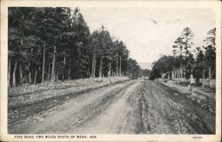 Pike Road, Two Miles South of Mena, AR Postcard