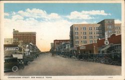 View of Chadbourne Street with Vintage Cars, San Angelo Postcard