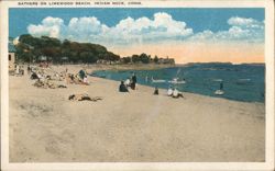 Bathers on Limewood Beach, Indian Neck Postcard