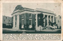 Post Office, Winchester, Virginia Postcard