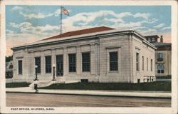 Post Office, Milford, MA Postcard