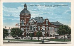 Caddo Parish Court House and Confederate Monument, Shreveport, La. Postcard