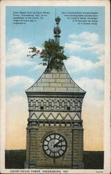 Lone Maple Tree on Court House Tower, Greensburg, IN Postcard