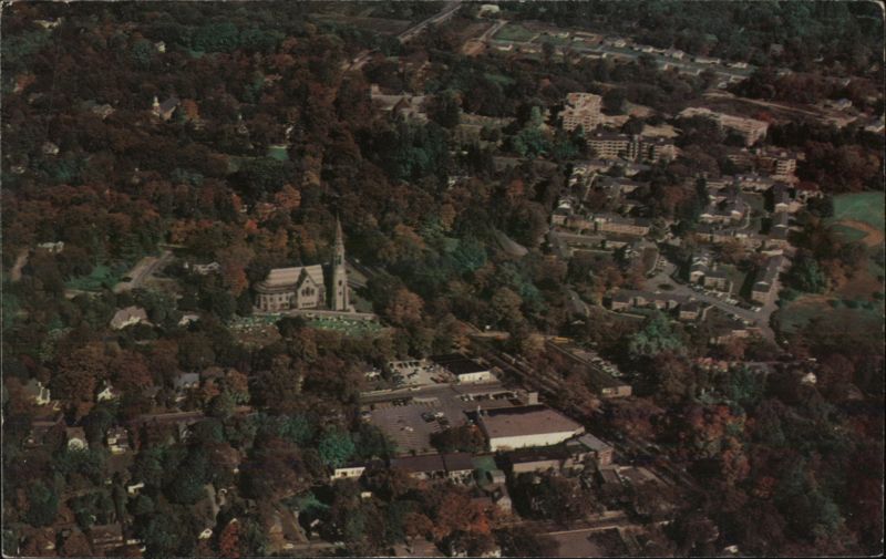 Aerial view of Greenwich, Second Congregational Church Connecticut