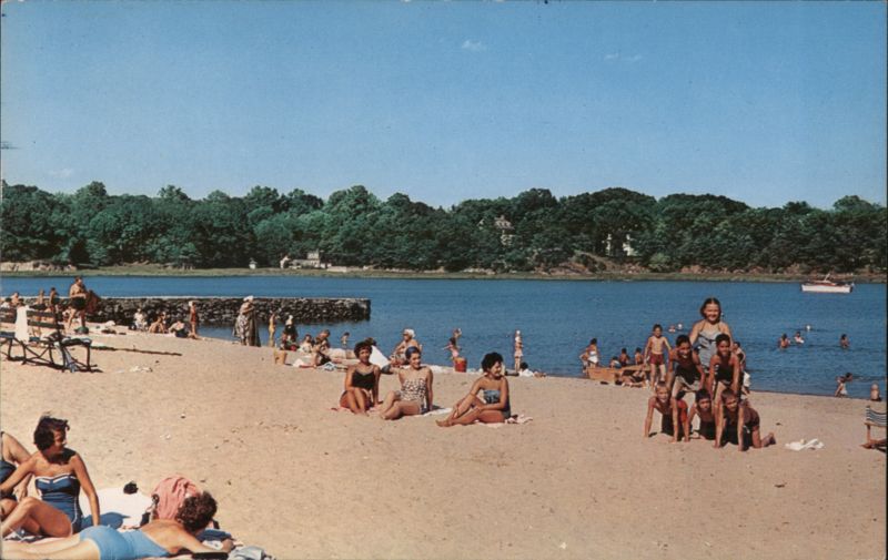 Sunbathers at Byram Park Beach, Greenwich, CT Connecticut
