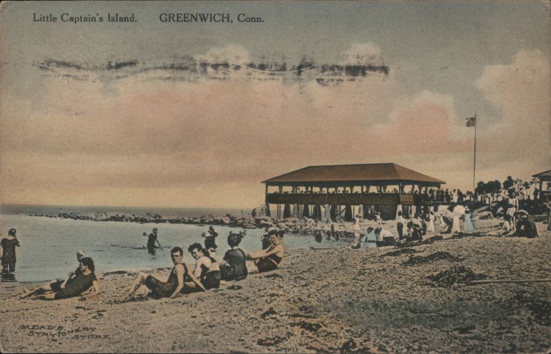Bathers and Pavilion, Little Captain's Island, Greenwich Connecticut