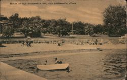 Beach at Old Greenwich Inn, Old Greenwich, CT Postcard