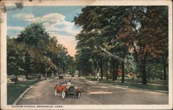 Automobile on Putnam Avenue, Greenwich Postcard