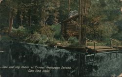 Lake and Log Cabin at Ernest Thompson Seton's Postcard