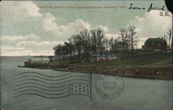 Fields Point, showing Captain Island Light House, Greenwich, Conn. Postcard