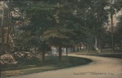 Curved Road Through Bruce Park, Greenwich, CT Postcard