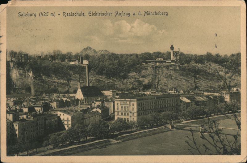 Salzburg (425 m) - Realschule, Elektrischer Aufzug a. d. Mönchsberg Austria