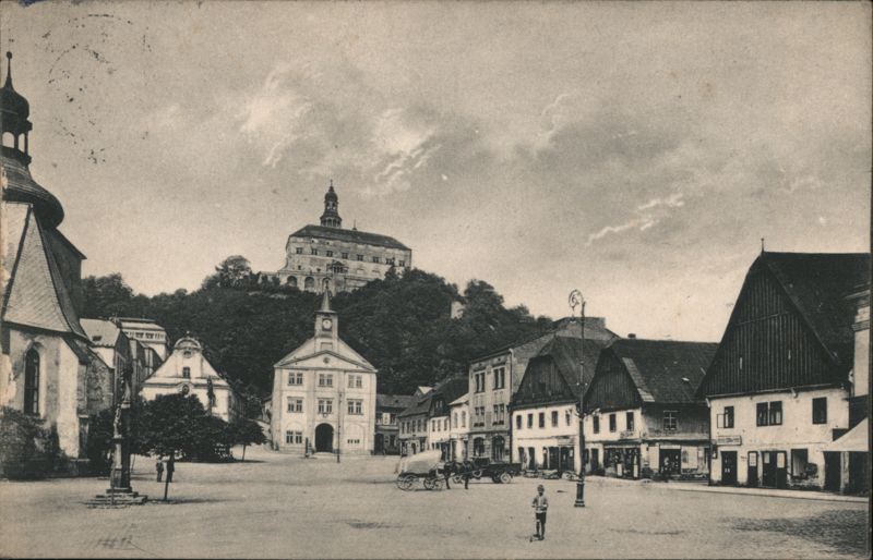 Town Square and Castle in Náchod Czechoslovakia