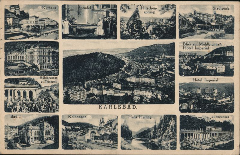 Multi-view of Karlsbad Landmarks Czechoslovakia