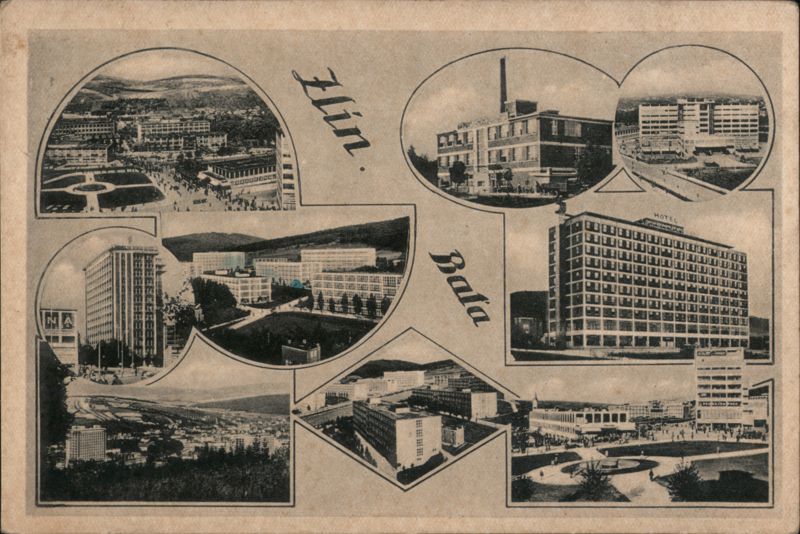 Montage of Views of Zlín, Baťa Buildings Czechoslovakia