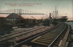 Unloading a Ship-load of Lumber at Cristobal Postcard