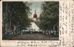 Leksands kyrka, Congregation in Traditional Dress Postcard