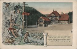 Peklo (Hell) Resort with Comic Devils, Nové Město nad Metují Postcard