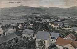 Sandau b. Leipa, Elevated Town View Postcard