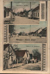 Three Views of Horní Jelení, Náměstí and Shops Postcard