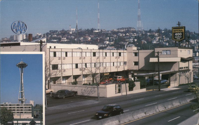 Imperial 400 Motor Inn and Space Needle, Seattle Washington