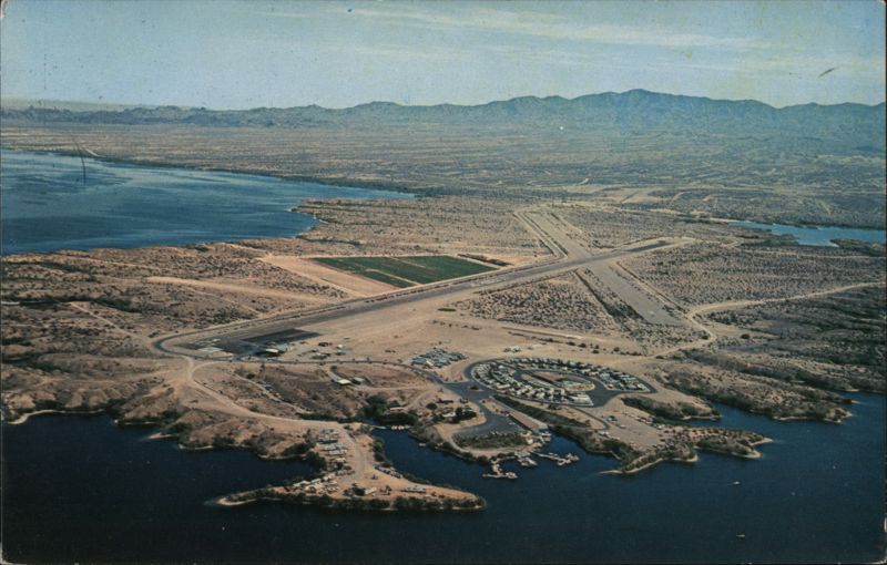 Lake Havasu City Aerial View with Airport and Resort Arizona