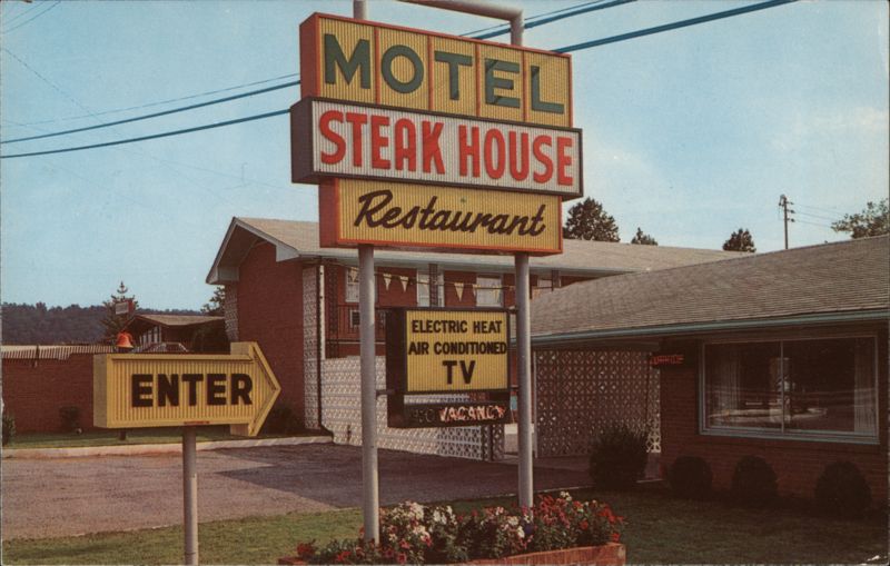 Motel Steak House Restaurant and Sign, Rocky Mount, VA Virginia