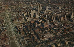 Aerial View of Kansas City Skyline with Sixth Street Expressway Postcard