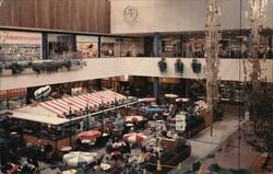 Sidewalk Cafe at Southdale Center with Golden Trees Postcard