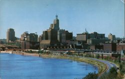 Skyline View of St. Paul with Mississippi River Postcard