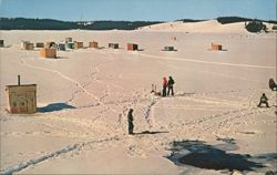 Ice Fishing on Georgetown Lake, Montana Postcard