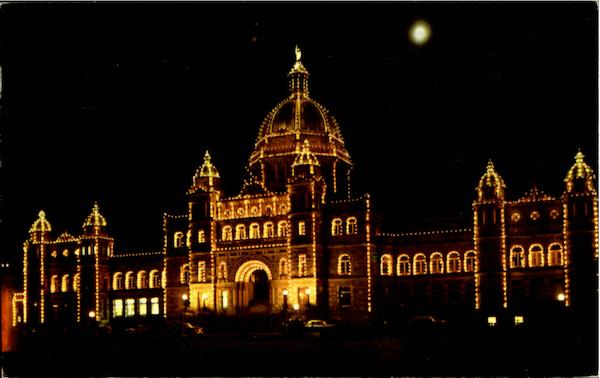 Parliament Buildings By Night Victoria BC Canada British Columbia