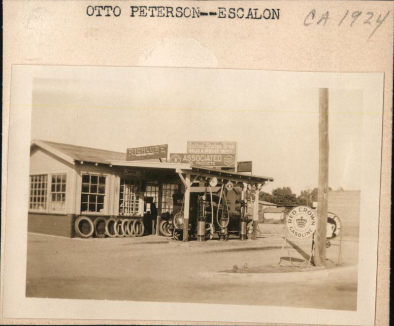 Otto Peterson Gas Station, Escalon, CA 1924 California
