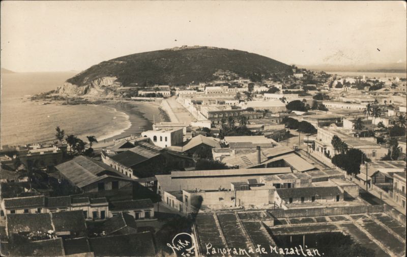 Coastal City Panorama with Beach and Hill, Mazatlán Mexico