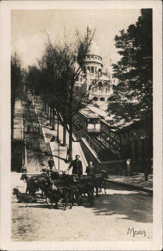 Goatherd & Goats on Montmartre, Sacre-Coeur Basilica, Paris France
